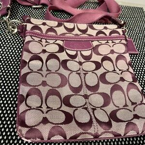 Coach Signature Pattern Purple Crossbody Bag